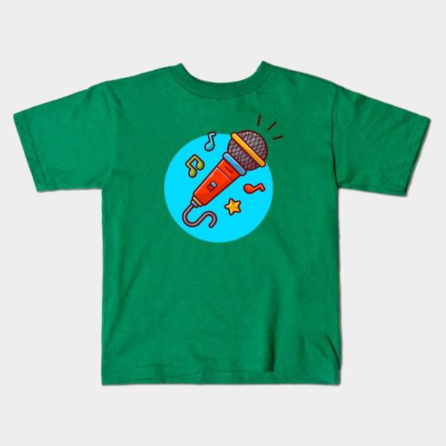 Microphone with Note and Tune of Music Cartoon Vector Icon Illustration Kids T-Shirt by Catalyst Labs